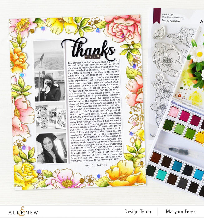 Altenew Stamp & Die & Stencil Bundle Poppy Garden Stamp & Die & Mask Stencil Bundle