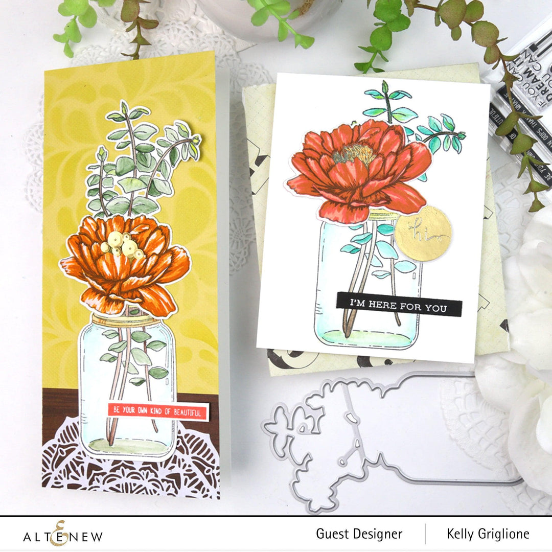 Altenew Stamp & Die & Stencil Bundle Eucalyptus Jar Stamp & Die & Mask Stencil Bundle