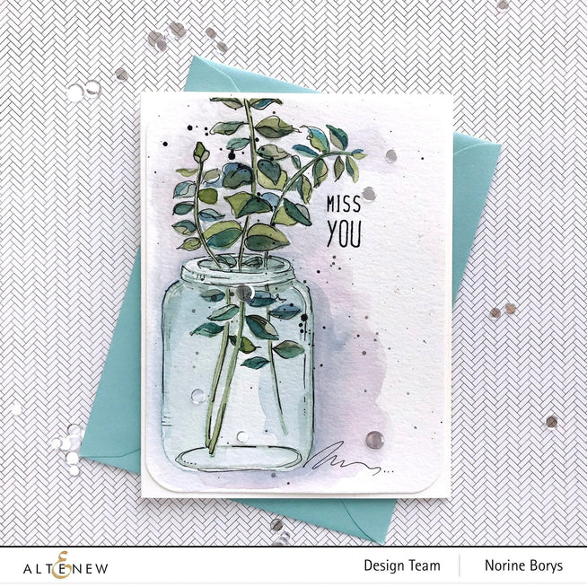Altenew Stamp & Die & Stencil Bundle Eucalyptus Jar Stamp & Die & Mask Stencil Bundle
