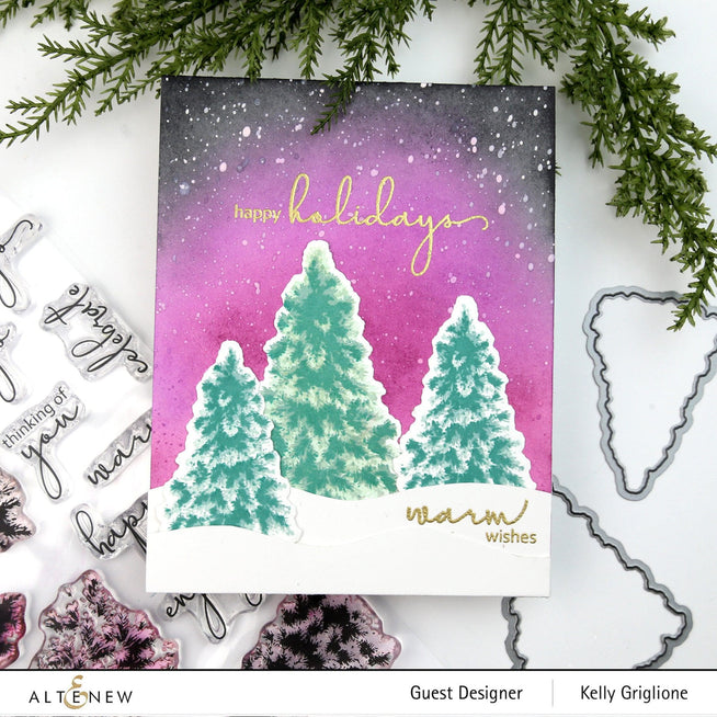 Altenew Stamp & Die & Stencil Bundle Plentiful Pine Stamp & Die & Mask Stencil Bundle