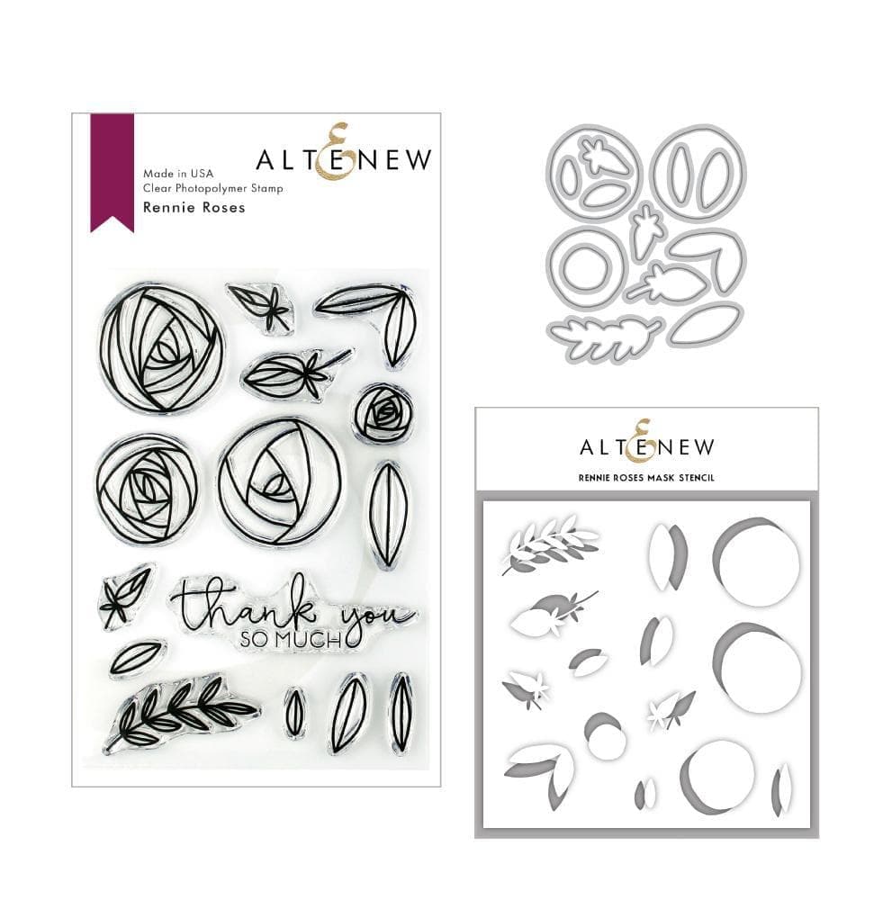 Altenew Stamp & Die & Stencil Bundle Rennie Roses Stamp & Die & Mask Stencil Bundle