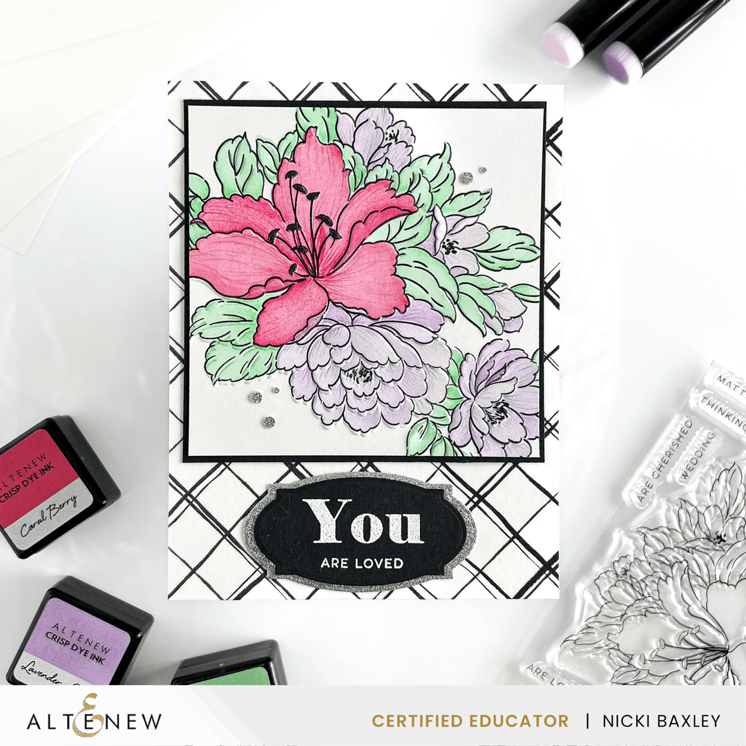 Altenew Stamp & Die & Stencil & Embossing Folder Bundle Bold Bouquet