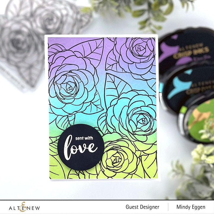 Altenew Stamp & Watercolor Bundle Paint-A-Flower: Camellia Waterhouse & Hawaiian Shores Brush & Fine Tip Pens Bundle