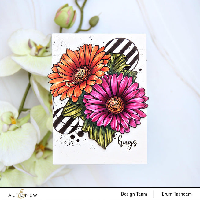 Altenew Stamp & Watercolor Bundle Paint-A-Flower: Gerbera Revolution & Hawaiian Shores Brush & Fine Tip Pens Bundle