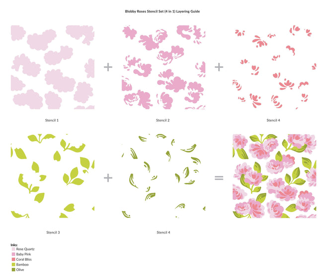 EXP Factors Stencil Blobby Roses Stencil Set (4 in 1)