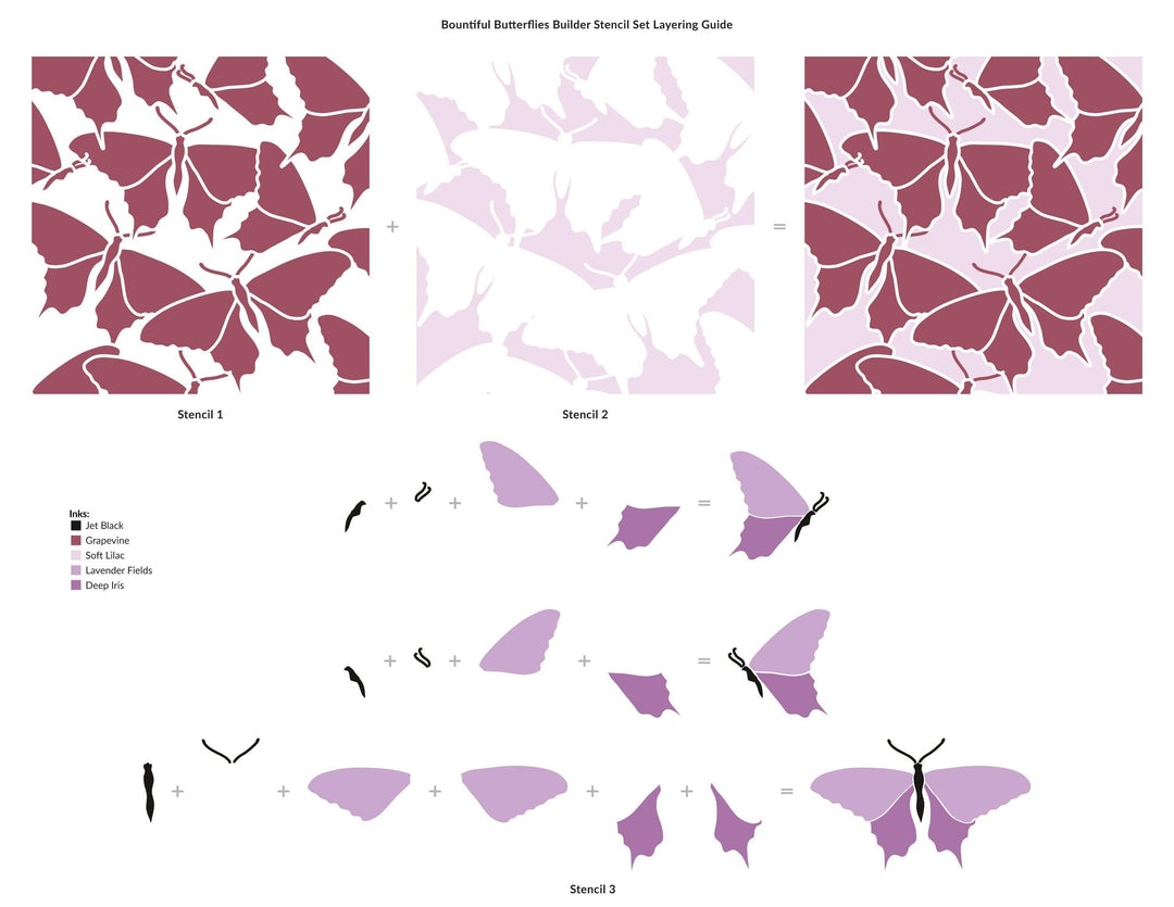 Photocentric Stencil Bountiful Butterflies Builder Stencil Set (3 in 1)