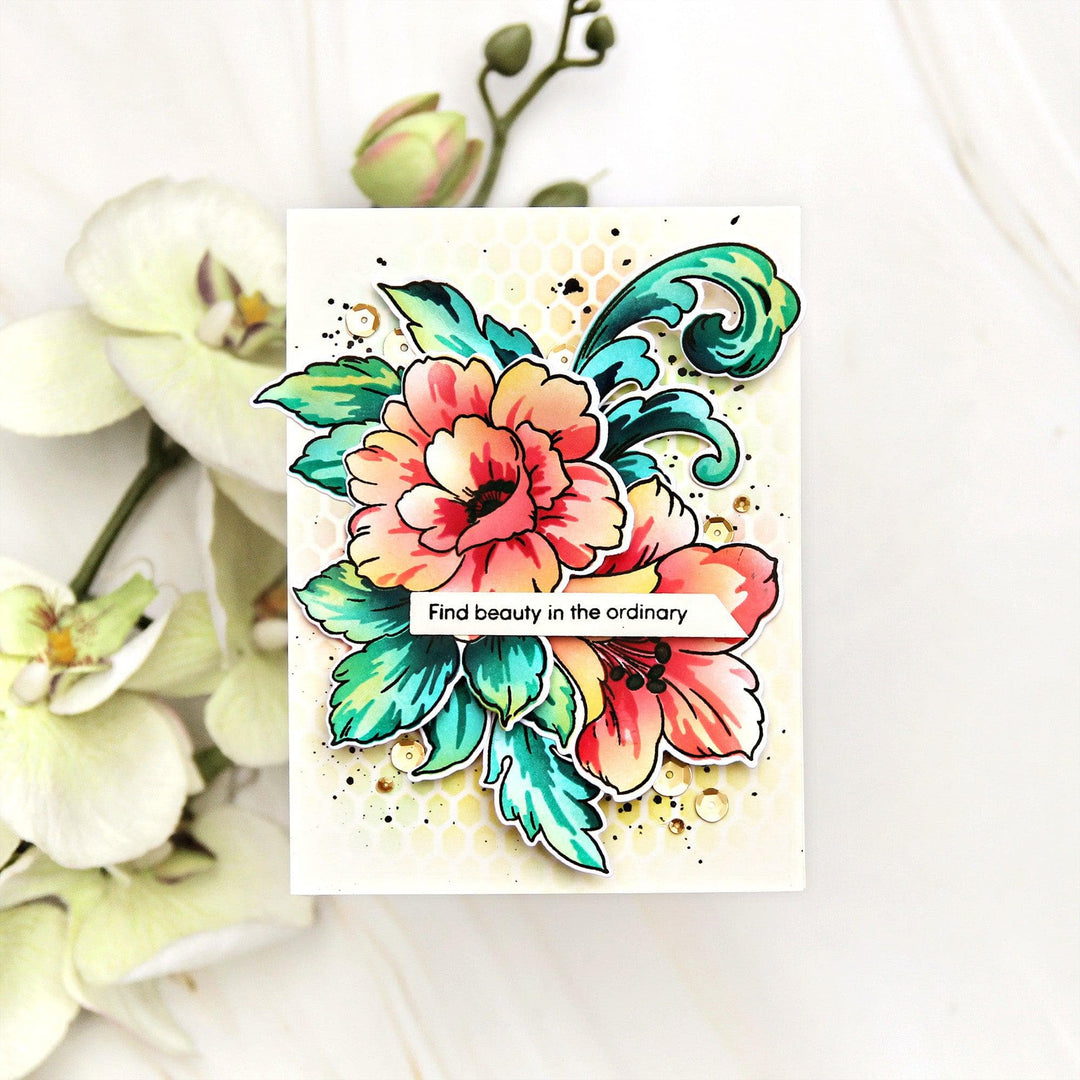 EXP Factors Stencil Craft Your Life Project Kit: Floral Acanthus Add-on Layering Stencil for Embossing Folder (4 in 1)