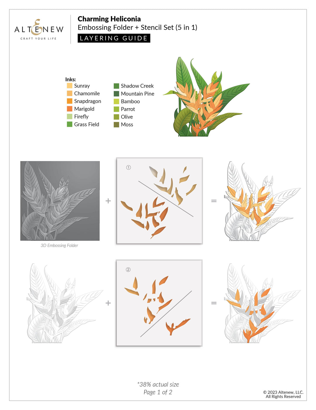 Altenew Stencil & Embossing Folder Bundle Charming Heliconia