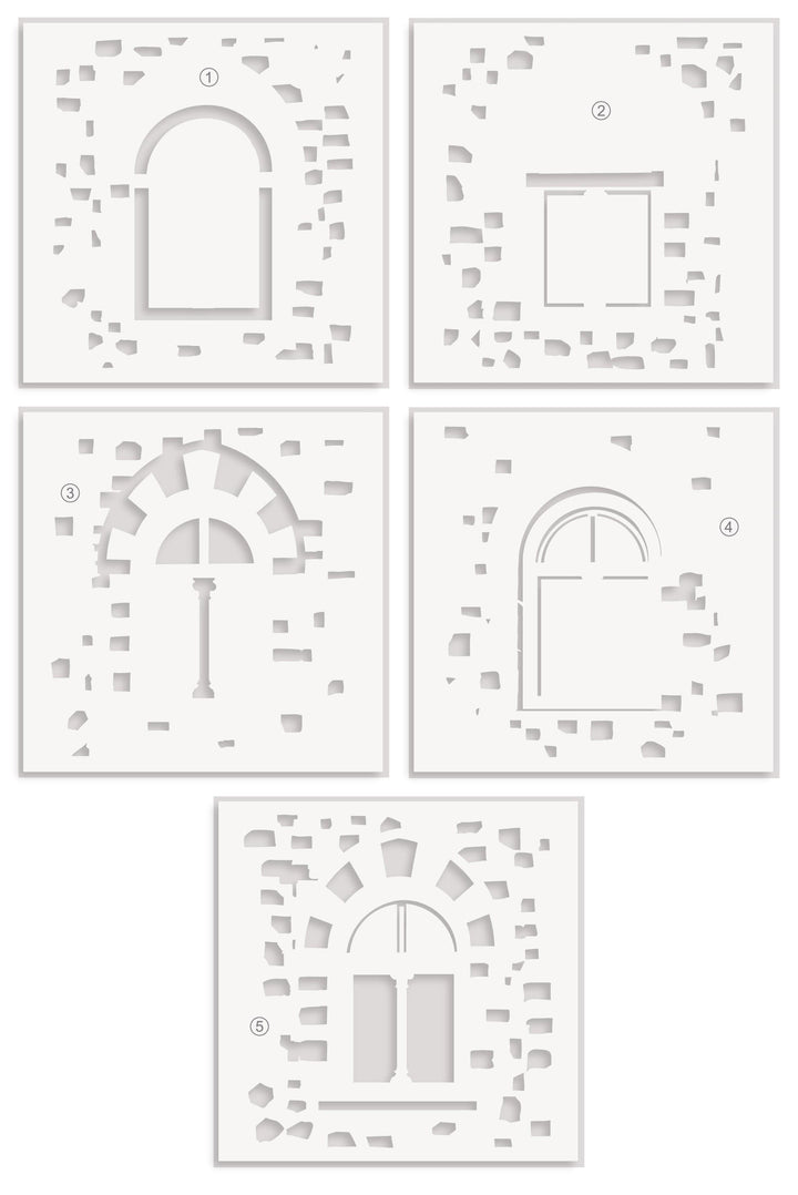 Enchanted Castle Window Simple Coloring Stencil Set (5 in 1)
