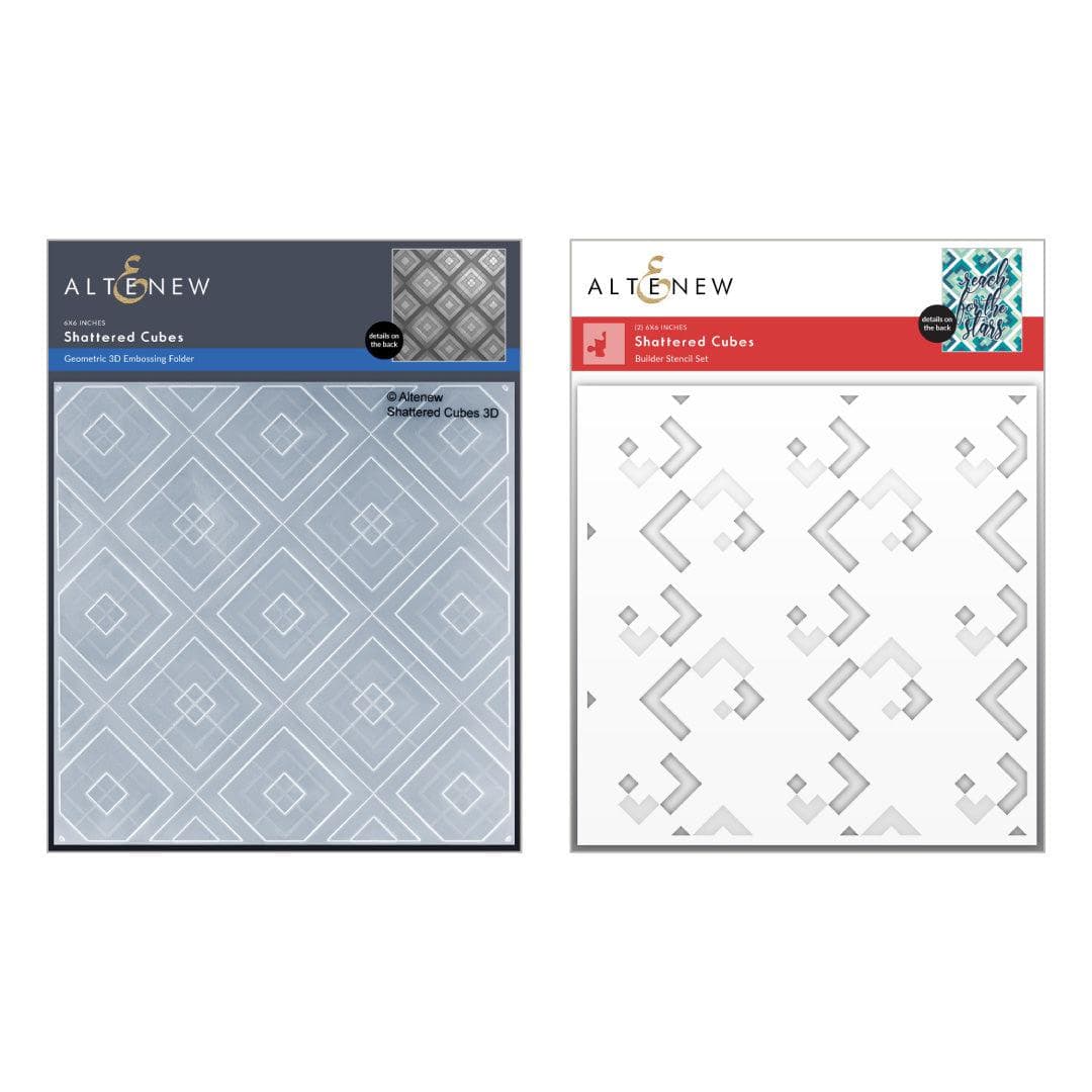 Altenew Stencil & Embossing Folder Bundle Shattered Cubes Complete Bundle