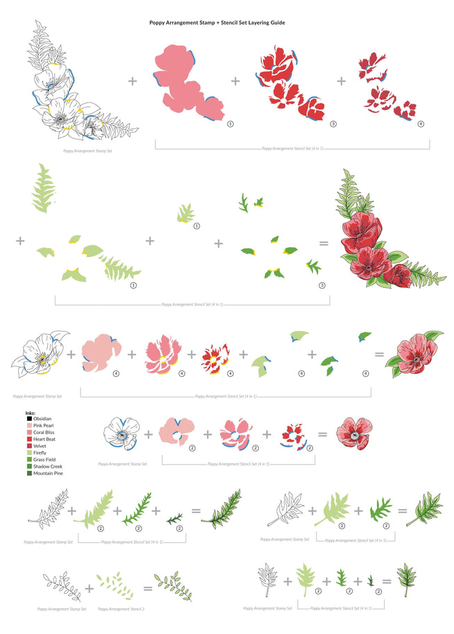 EXP Factors Stencil Poppy Arrangement Stencil Set (4 in 1)