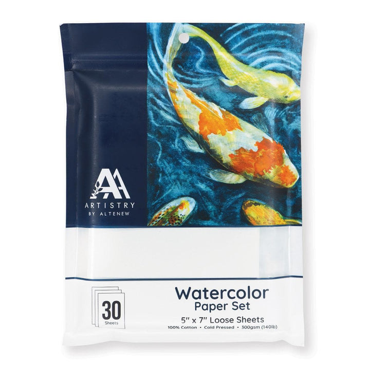 Wan-Pin Watercolor Watercolor Paper Set (Cold-Pressed, 5" x 7" Loose Sheets, 30 sheets/set)